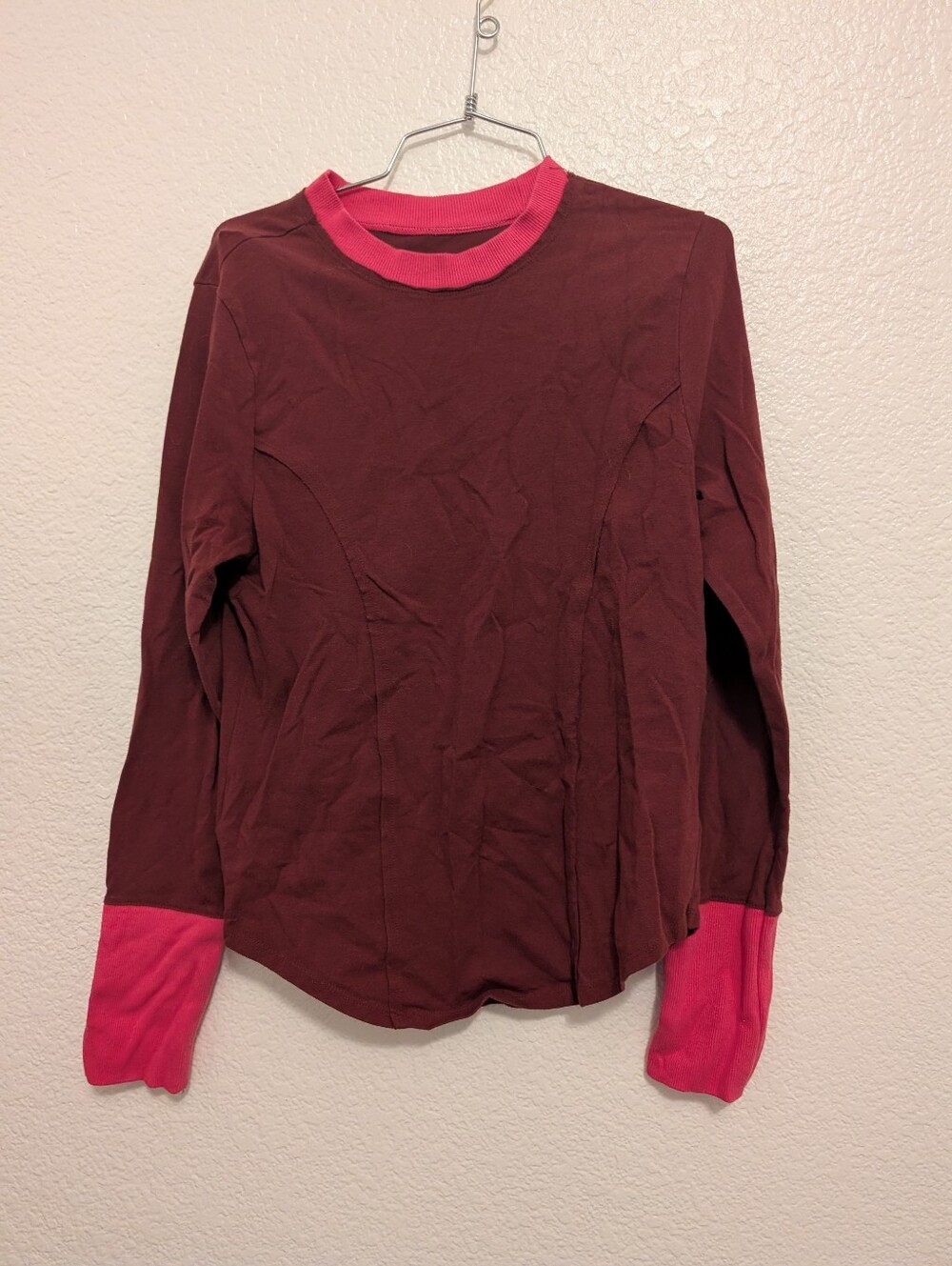 Maeve Anthropologie Color Block Long Sleeve Shirt Medium Red Pink